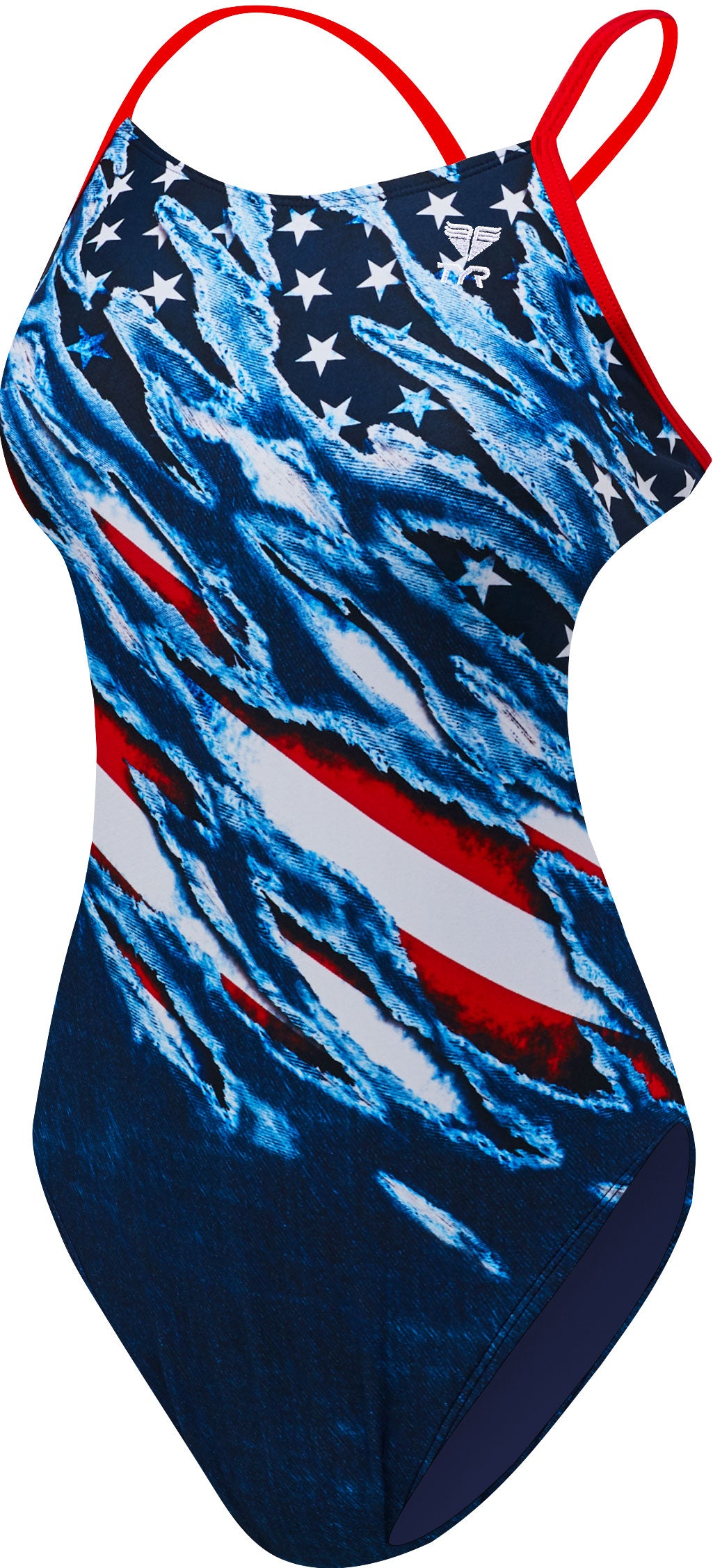 SkiPro TYR Ladies' USA: Live Free Cutoutfit One-Piece Swimsuit For Sale
